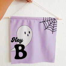 Load image into Gallery viewer, Hey Boo Purple Handprint Banner - Banners
